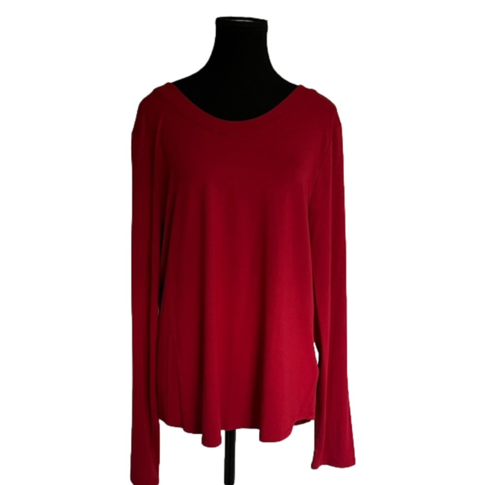 DKNY Scooped Neck Red Top - Size L